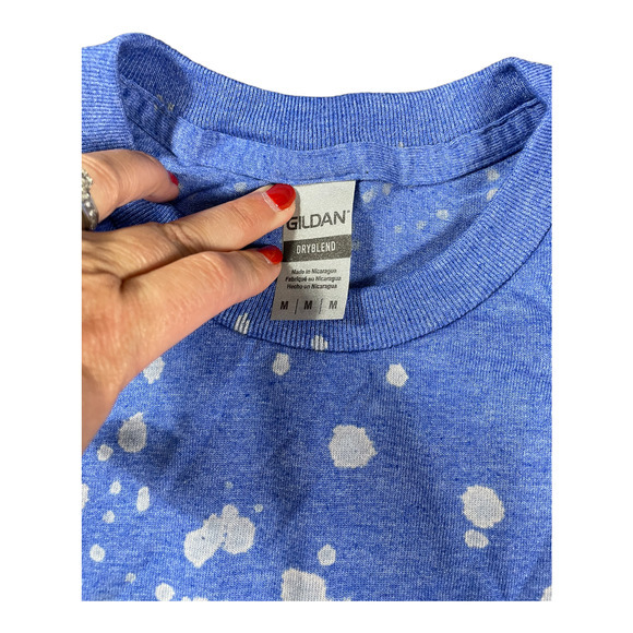 Custom Bleached‎ Tshirt Blue Size Meduim - Picture 3 of 4
